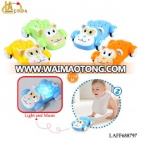 Cartoon monkey friction car projection function with light and music,kids gift platic toys